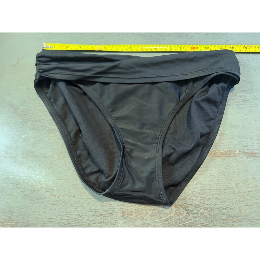Jaclyn Smith Black Fold Over Ruched Bikini Bottoms Swimwear Size 12